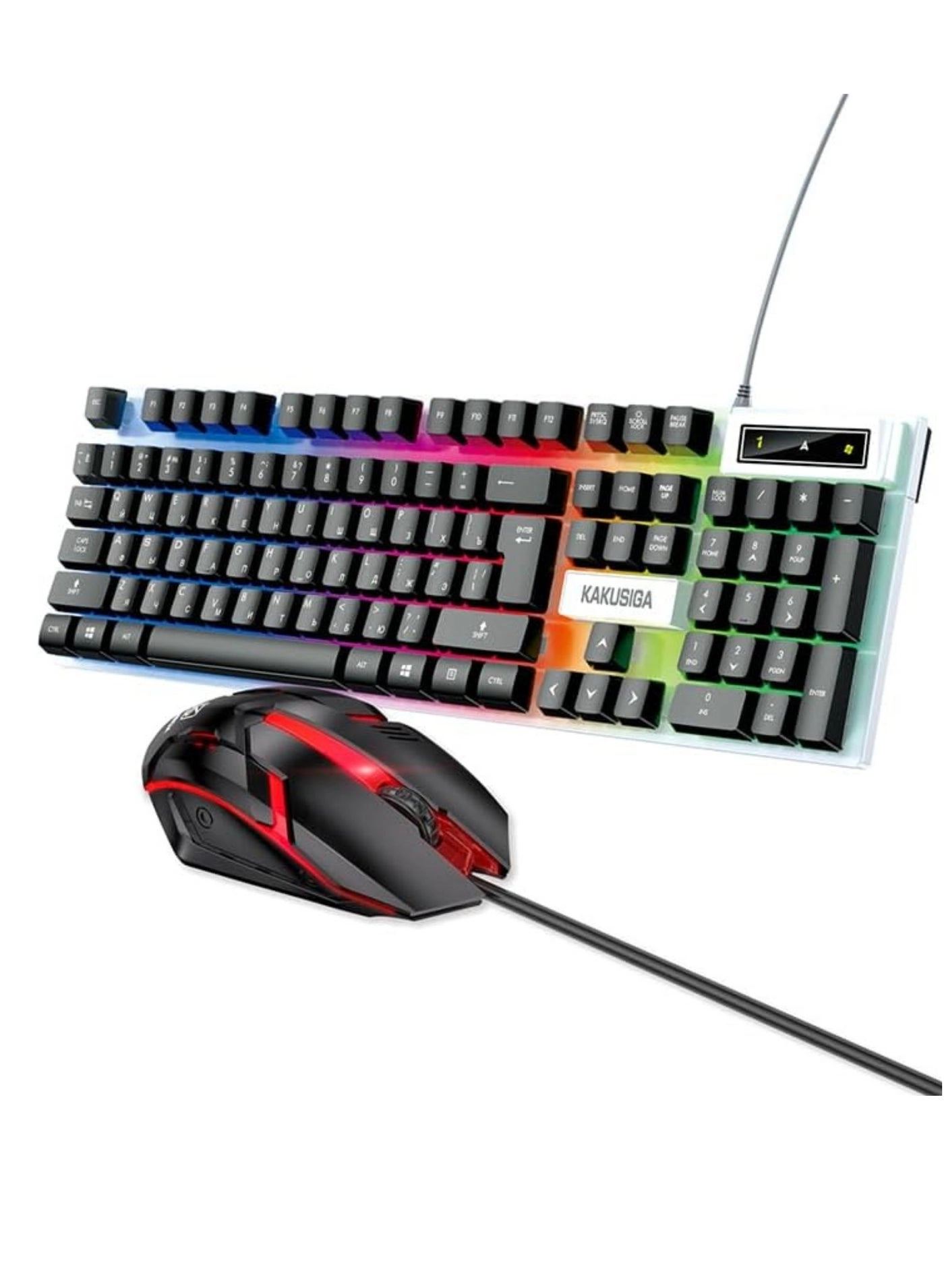 KAKUSIGA Gaming Keyboard - 103-Key International English Wired + Gaming Mouse - High DPI Wired