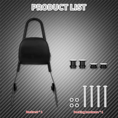 Motorcycle Passenger Backrest - Harley Sportster SuperLow 1200T XL1200T Black