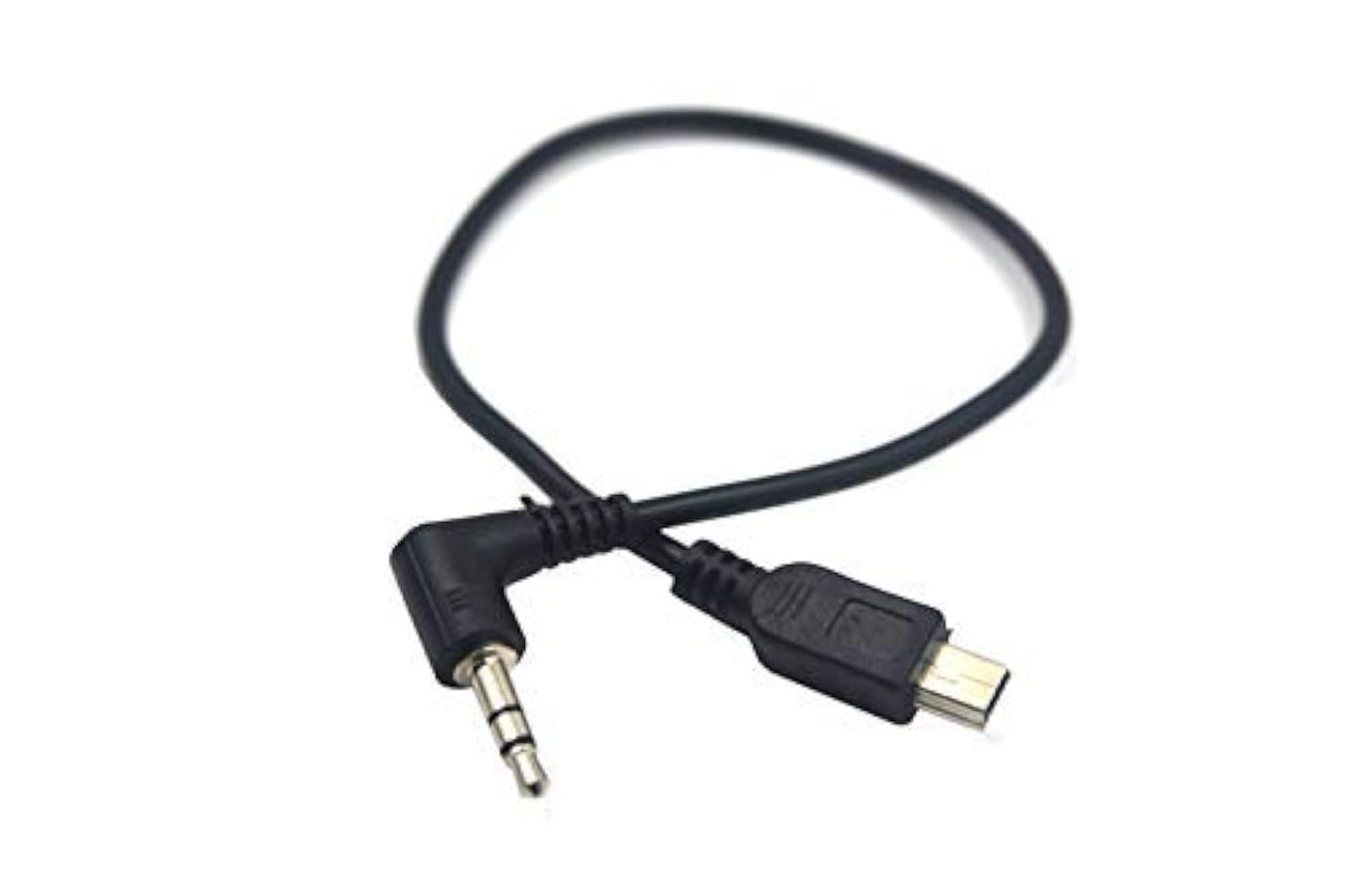 Duttek Right Angled 90 Degree 3-Pole 3.5mm DC Male AUX Audio Jack to Mini USB Male Microphone Adapter Cable - 0.3m