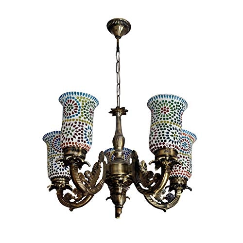 Hanging Mosaic Glass Chandelier