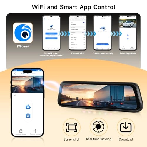 9.66 Inch Rear View Mirror Dash Cam - 4K 25FPS