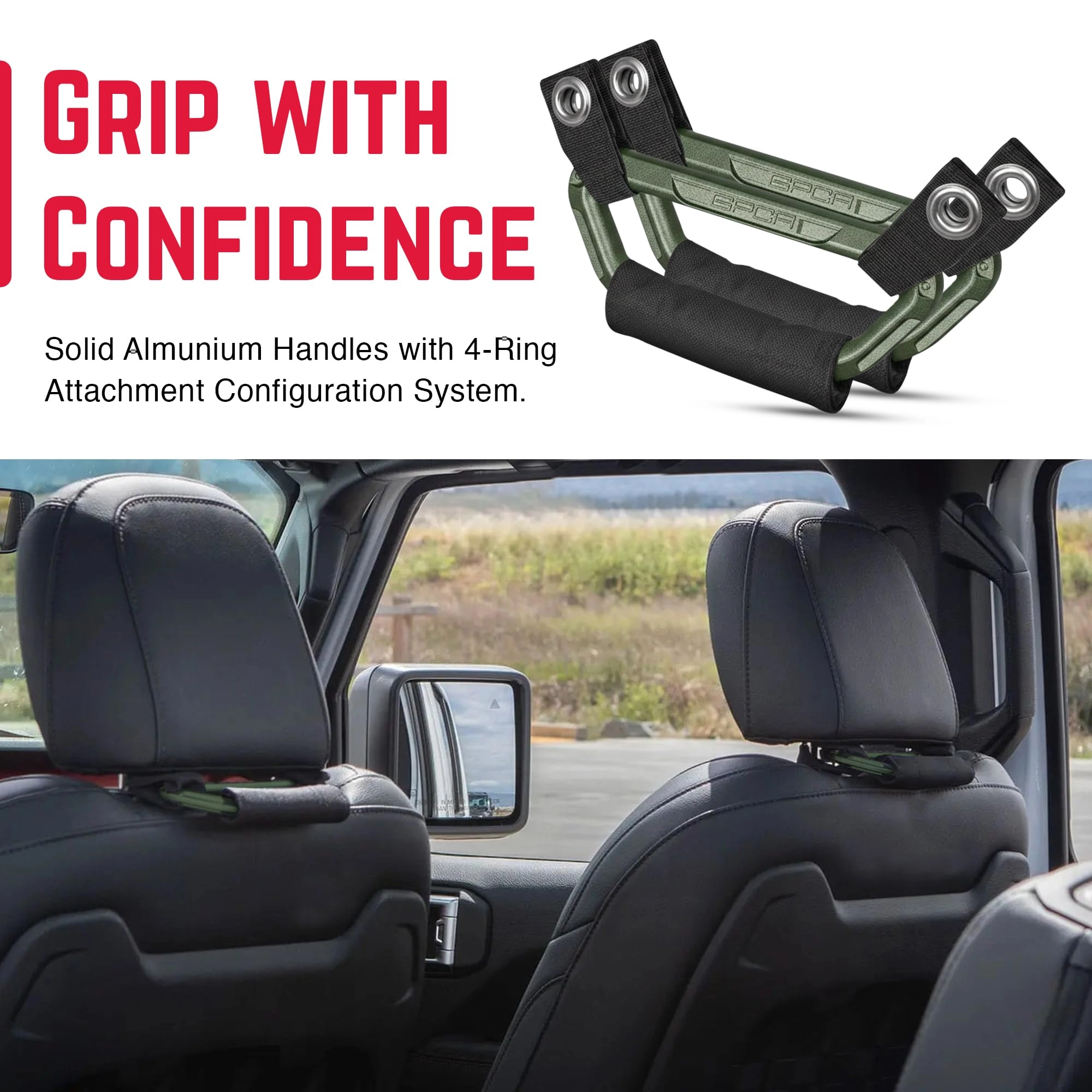 BackGrip Pro - Headrest Handle 2-Pack Army Green