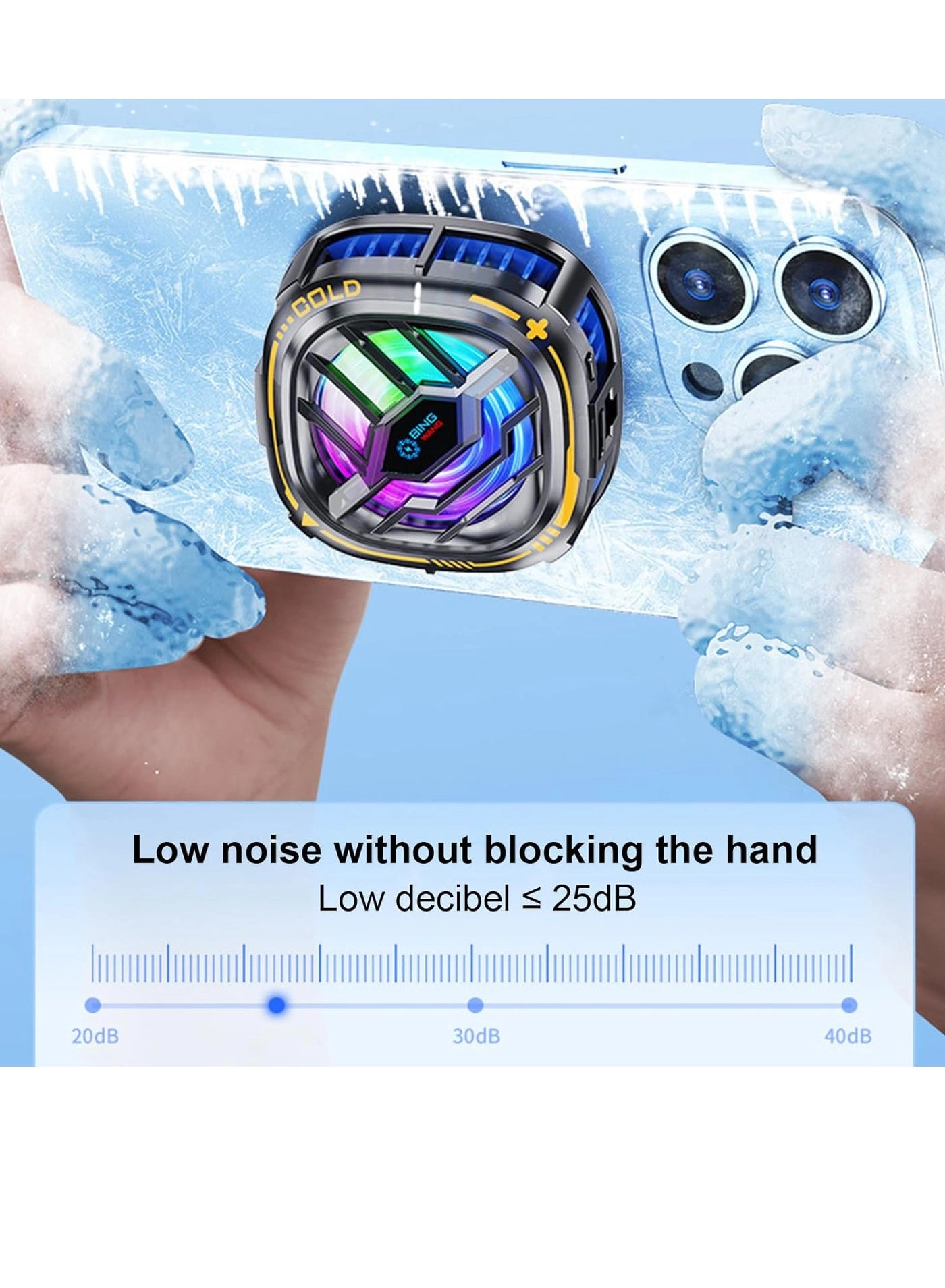 Magnetic Cell Phone Cooler - RGB Portable Silent Cooling 4.5-7.5 Inch