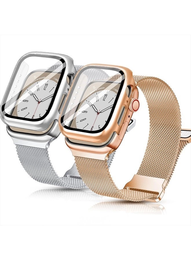 Mazuboho Mesh Loop Magnetic Band - 44mm Stainless Steel + Apple Watch Case - 44mm PC