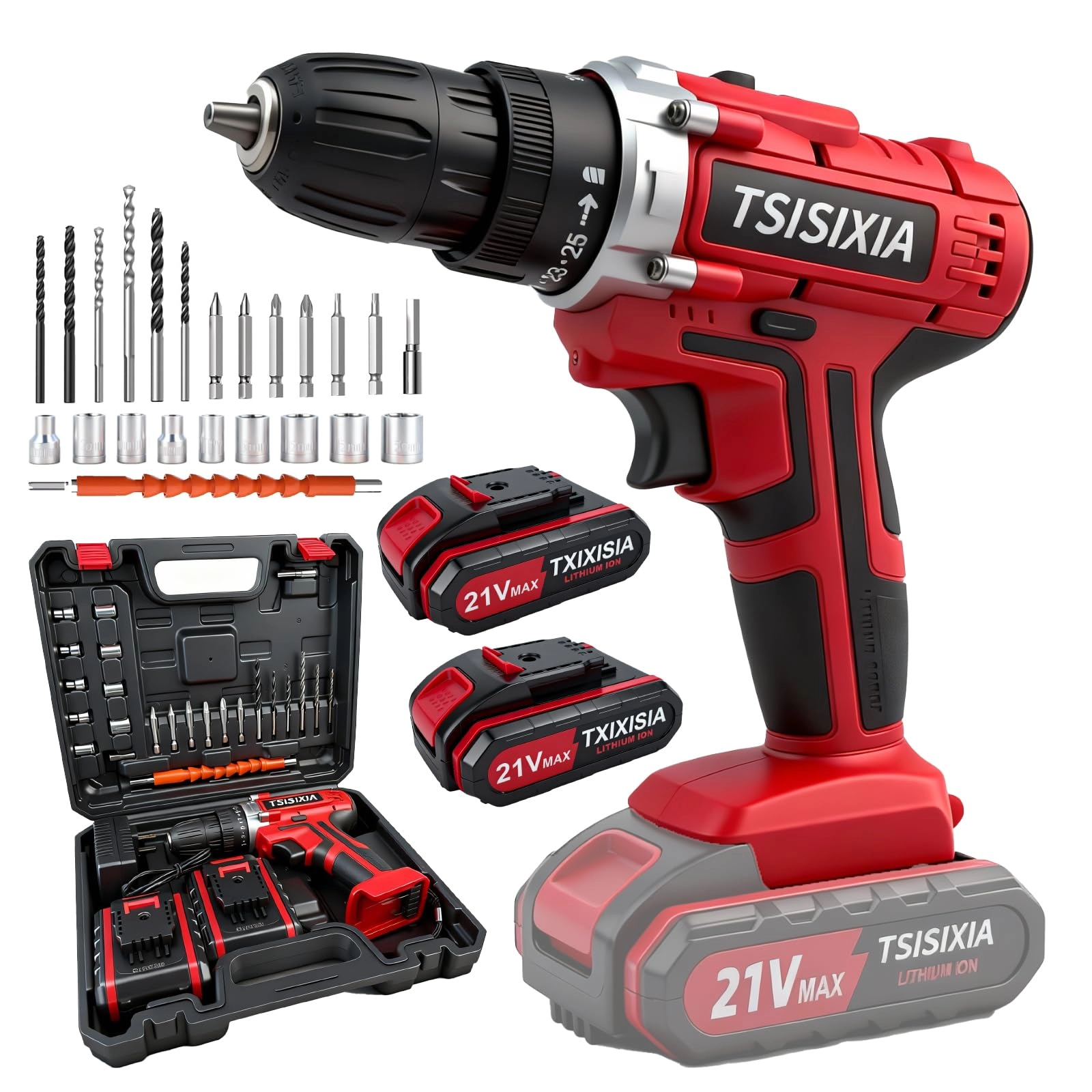 Txixisia Cordless Drill - 4 Amp Hours