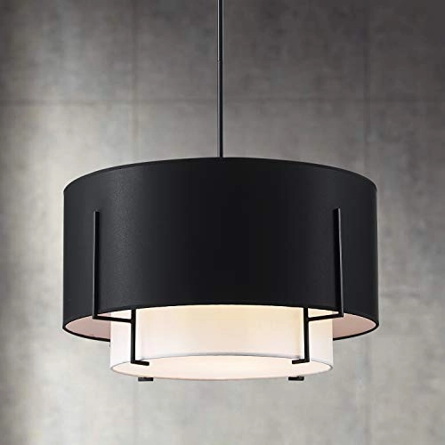 Modern Fabric Chandelier - 4-Lights Black H12 x D20