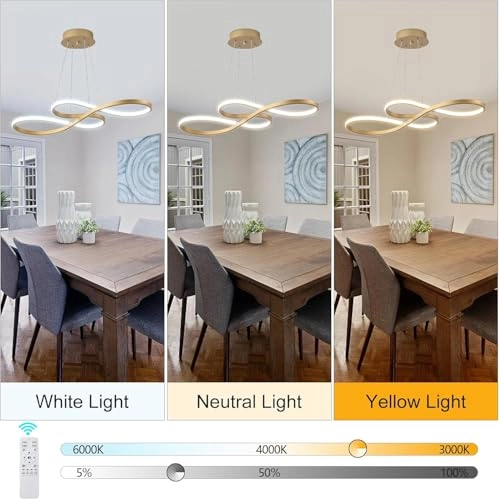 LED Chandelier - 30'' x 12.6'' Gold Dimmable