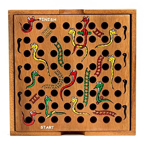 Snakes and Ladders - Wooden Travel Version