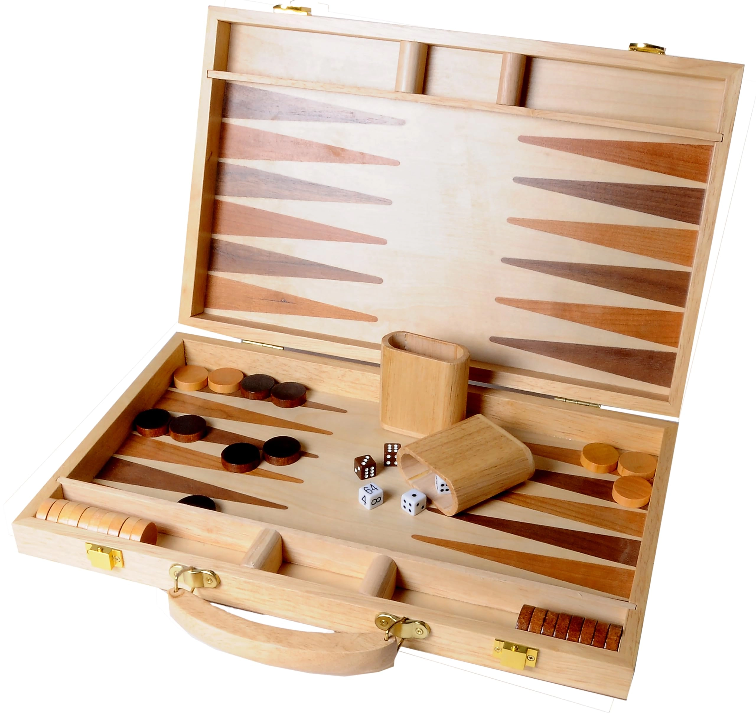 Engelhart Inlaid Wooden Game Backgammon Set - Brown