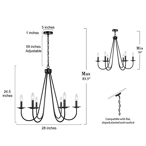 6-Light Farmhouse Chandelier - Dimmable