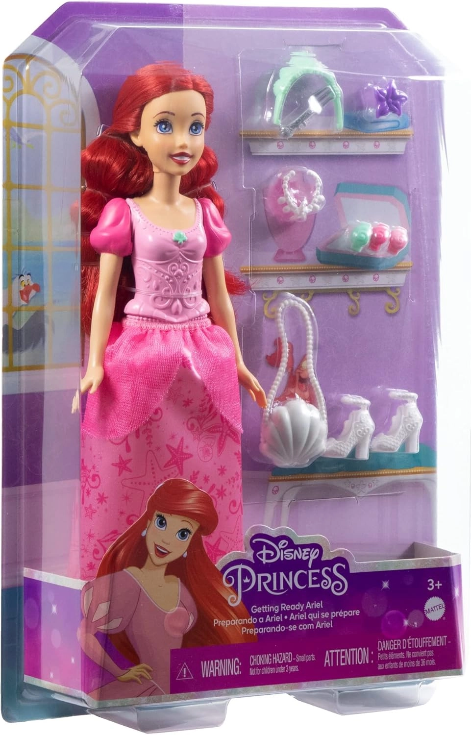 Mattel Ariel Getting Ready Set - Pink 9 Accessories Ages 0+