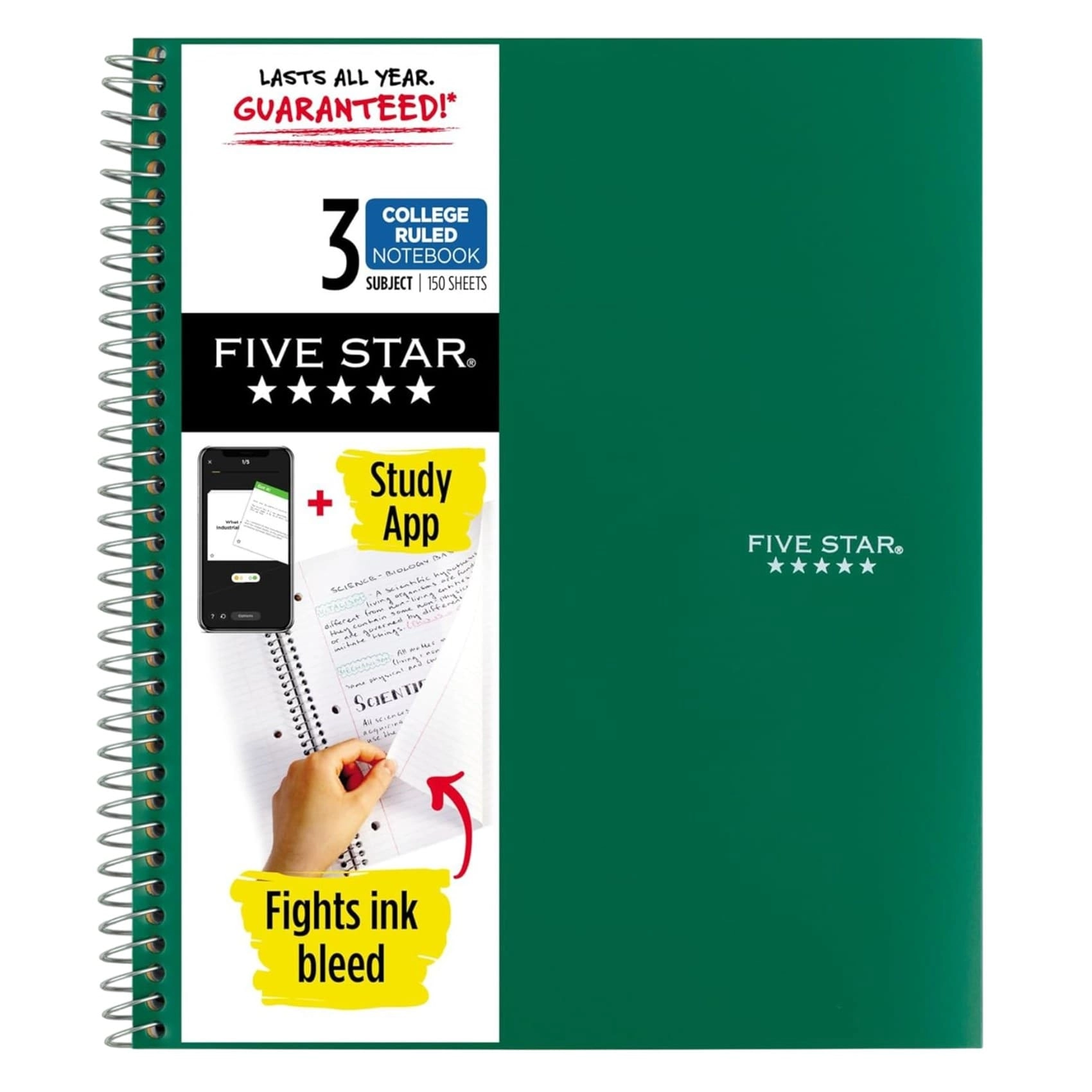 3 Subject Notebook Spiral - Lined 150 Sheets