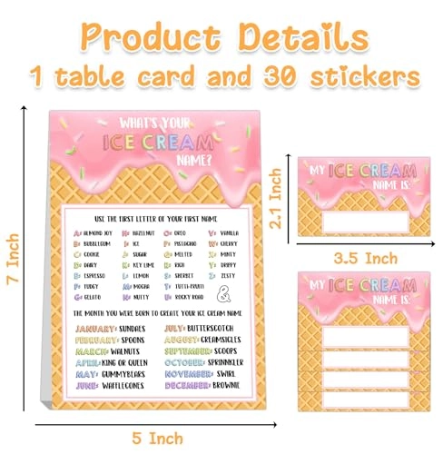 What's Your Ice Cream Name Game - 30.0 Count