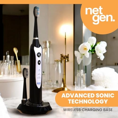 Sonic Toothbrush - 3 Brushing Modes 5 Replacement Heads Inductive Charging
