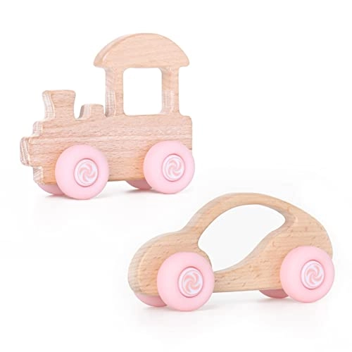 Wooden Sports Car + Wooden Train - 2pcs