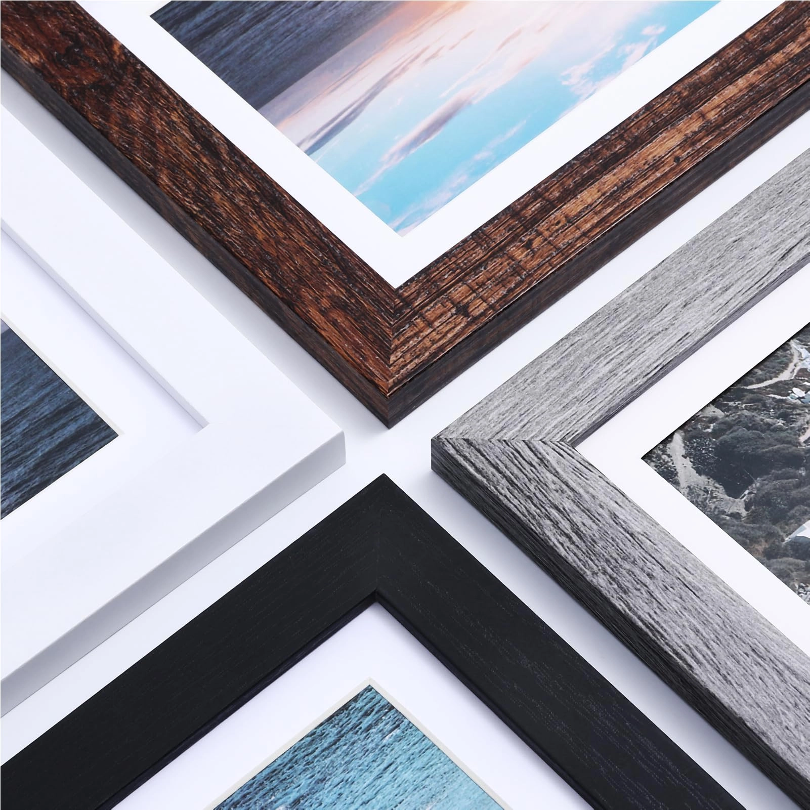 Picture Frames Set - 10 Pack Rustic Grey