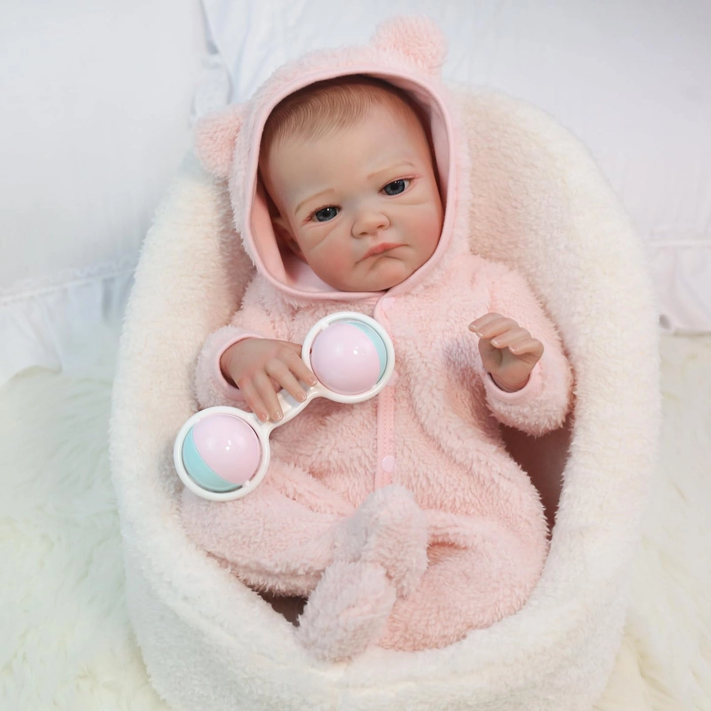 Reborn Baby Doll - 20 Inch Open Eyes Pink Plush Outfit Ages 3+