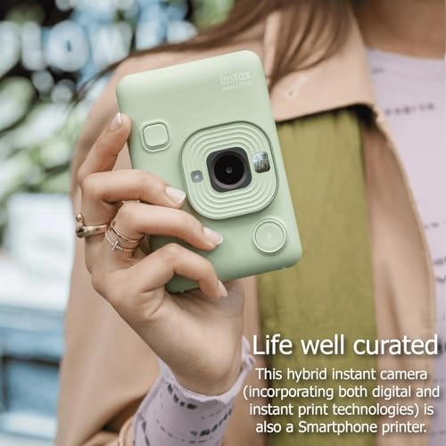 INSTAX Mini LiPlay - Hybrid Instant Camera + INSTAX Mini Twin Film Pack - 20 Sheets + 32GB microSD Card + USB Charging Cable + Hand Strap + Camera and Lens Cleaning Cloth - Grey