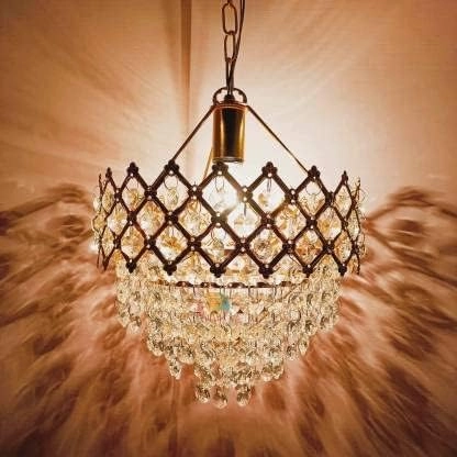 Round Crystal Chandelier Jhoomer - 15W Golden