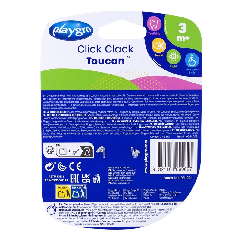 Click Clack Toucan - 6 months & above ABS, TPE 1 x Click & Toucan