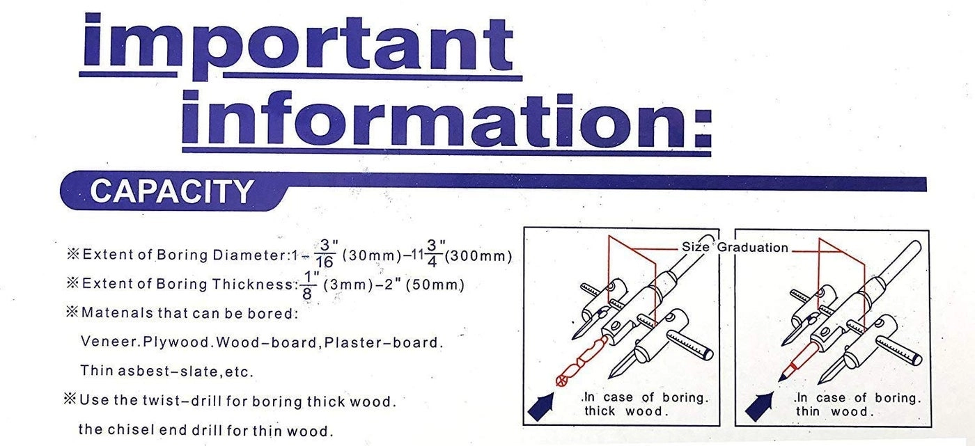 Adjustable Hole Saw - 1-3/16" - 12"(30 - 300mm) plywood laminate composite materials rubber plastic
