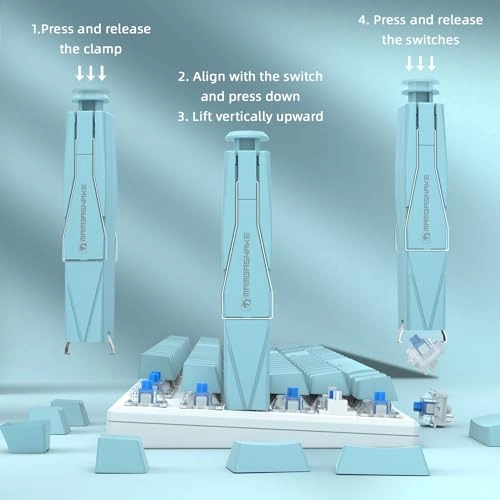 2-in-1 Keycap Switch Puller - 304 Stainless Steel Blue