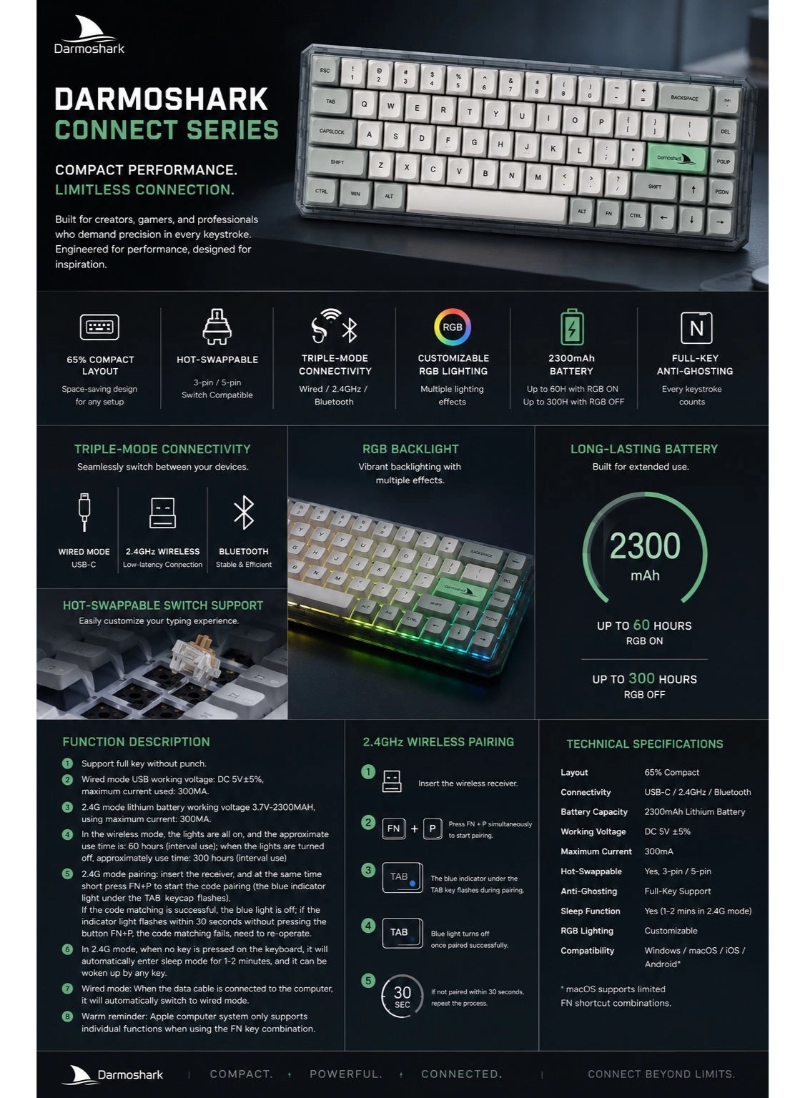 Mechanical Gaming Keyboard - US Wireless
