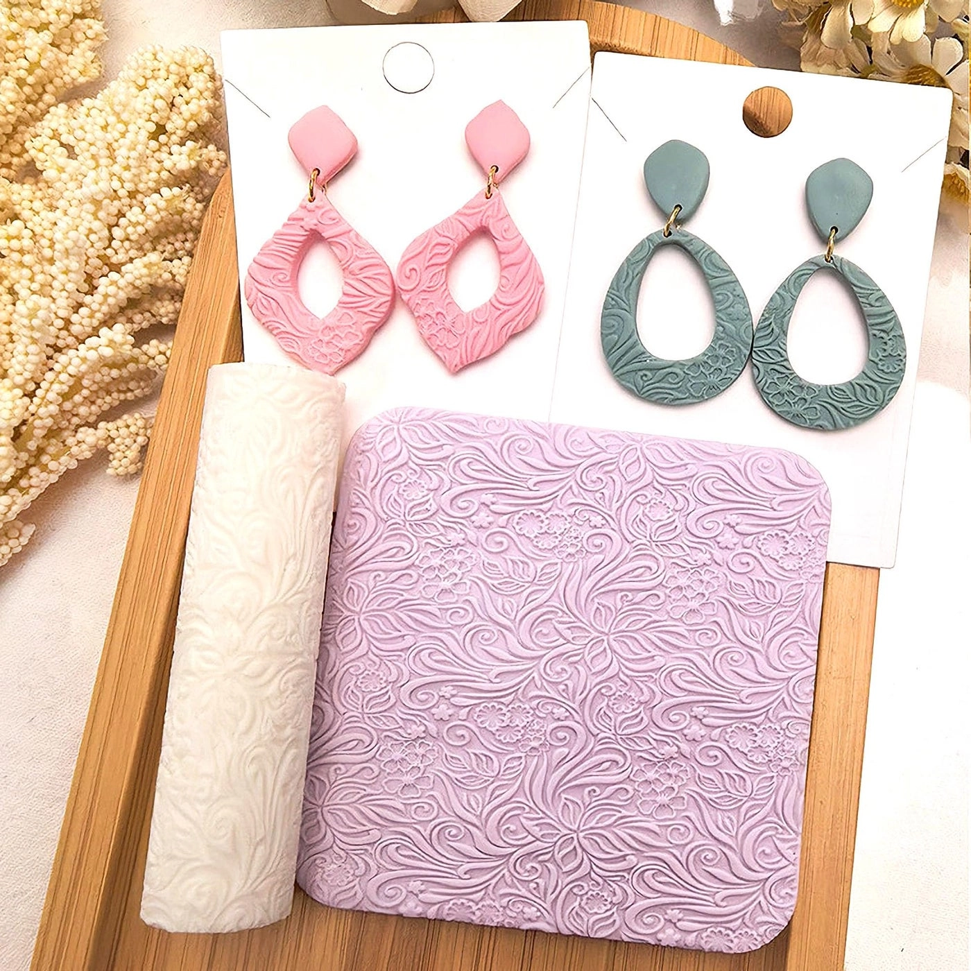 Polymer Clay Texture Roller + Polymer Clay Cutters - 3Pcs