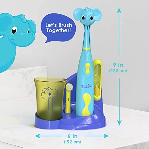 Kids’ Electric Toothbrush Set - Ages 3+ 2 Brush Heads 2-Minute Timer