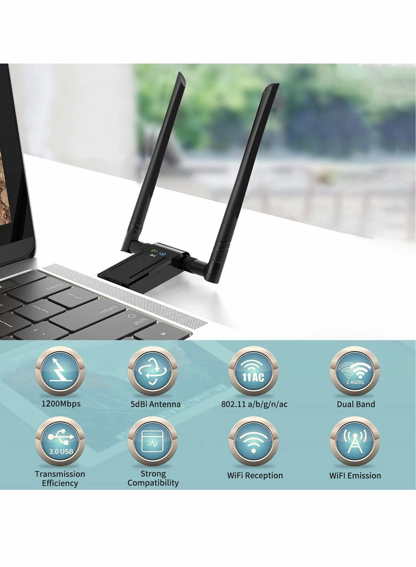 Wireless USB WiFi Adapter - 2.4G/5G USB 3.0