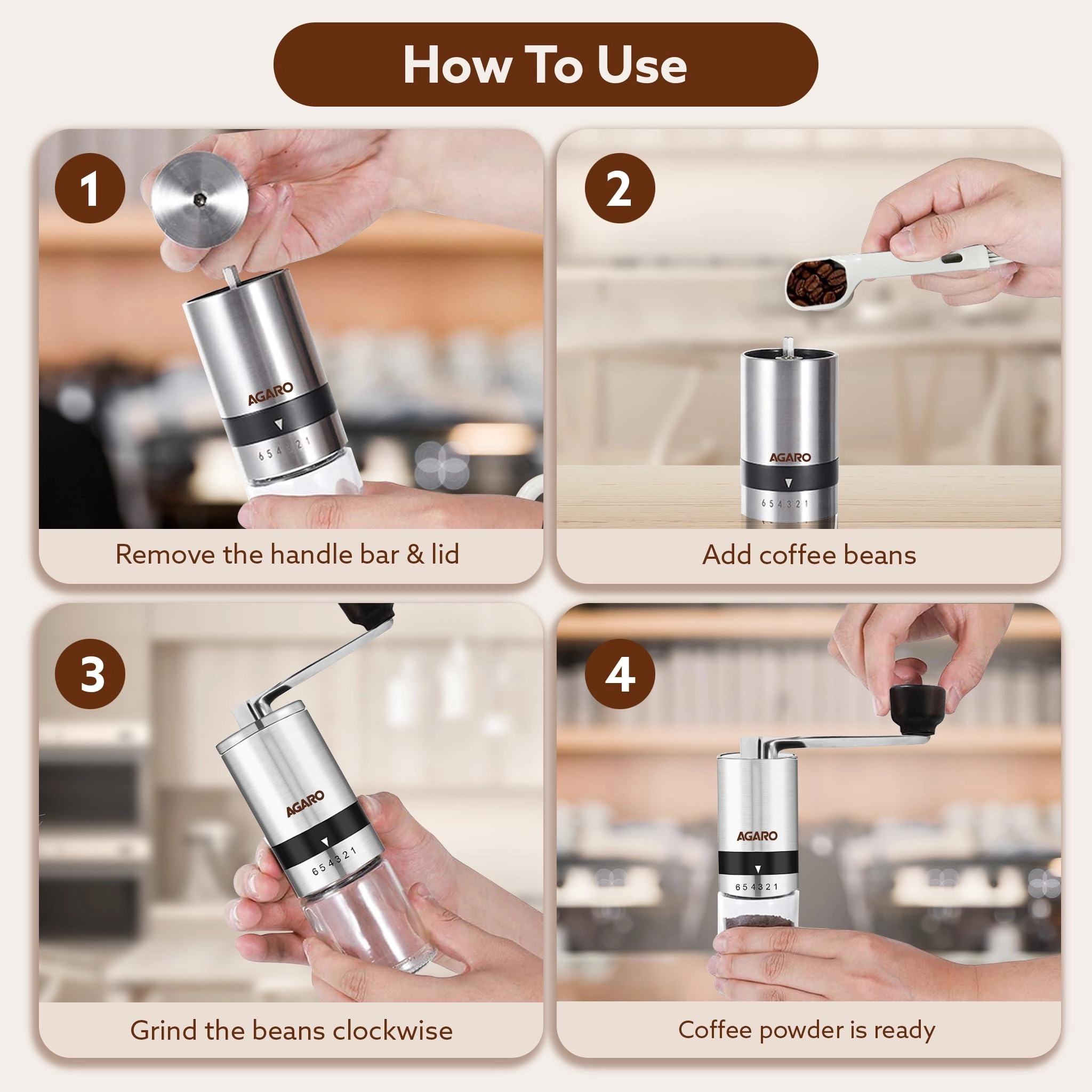 Elite Manual Coffee Grinder - 100 Grams Stainless Steel