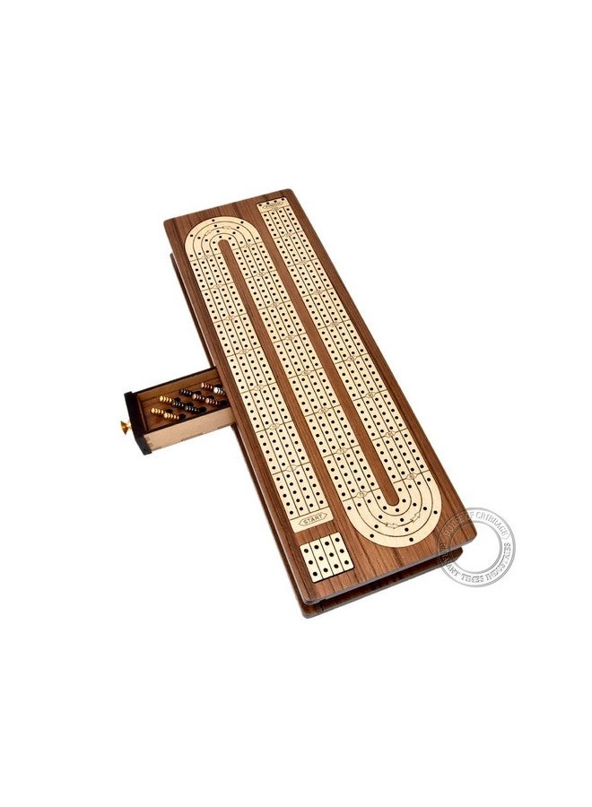 Continuous Cribbage Board - 4 Track Inlaid in Wenge Wood/Maple
