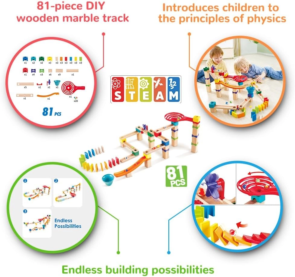 Marble Run Race Track - 3 years+ 81 pieces