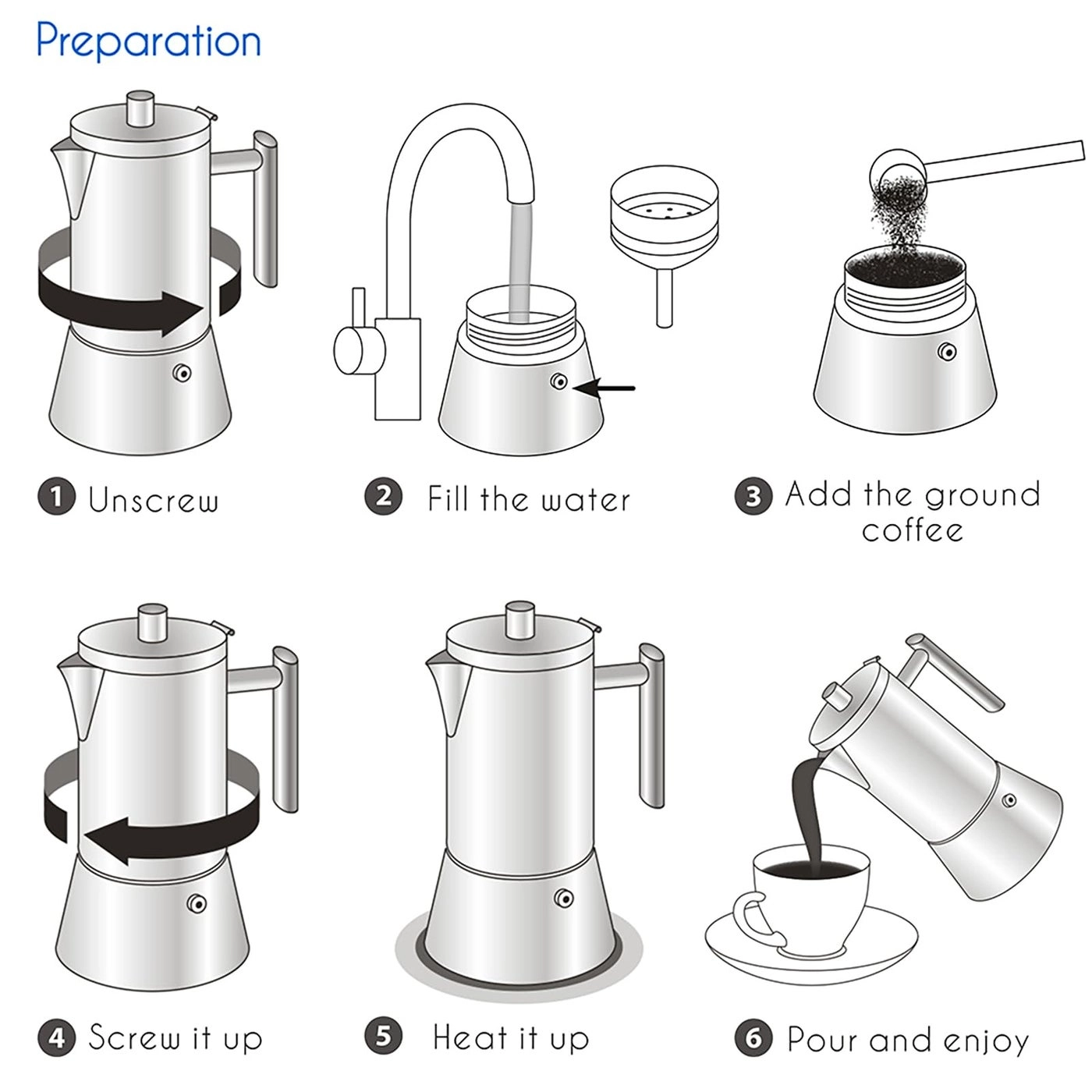 Moka Pot - Stovetop Induction 6Cup