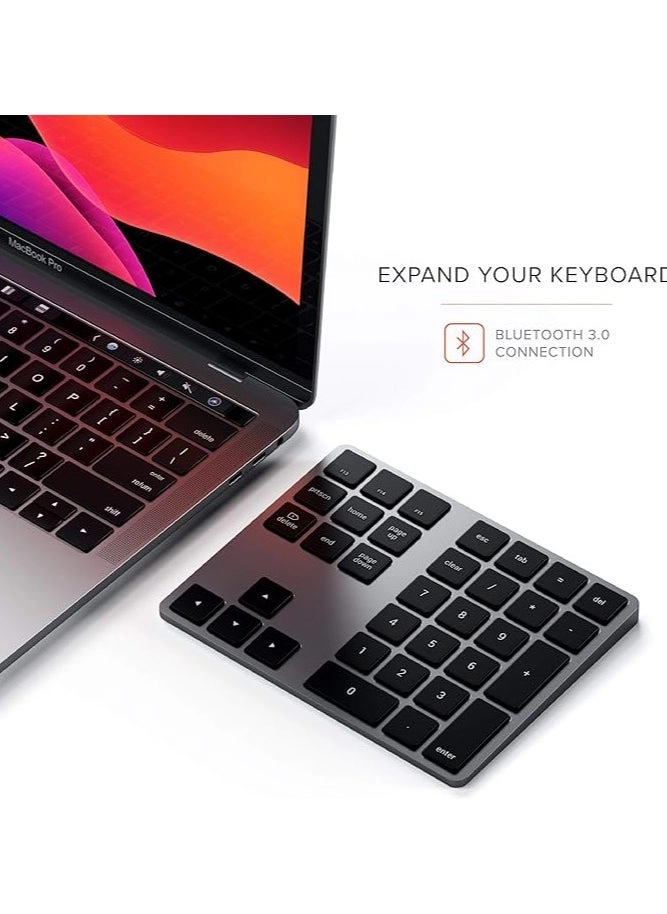 Bluetooth Extended Numeric Keypad - 34-Key Rechargeable Space Gray