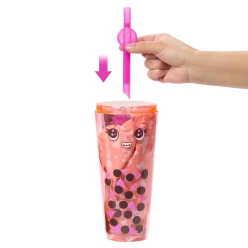 Barbie Pop Reveal Bubble Tea - Blonde with Dark Pink Highlights 8 Surprises Ages 3+