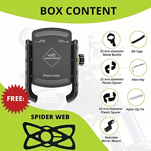 Motorcycle Phone Holder - Compatible with 4" to 6" Phone 360° Phone Protection Aluminium Clamp