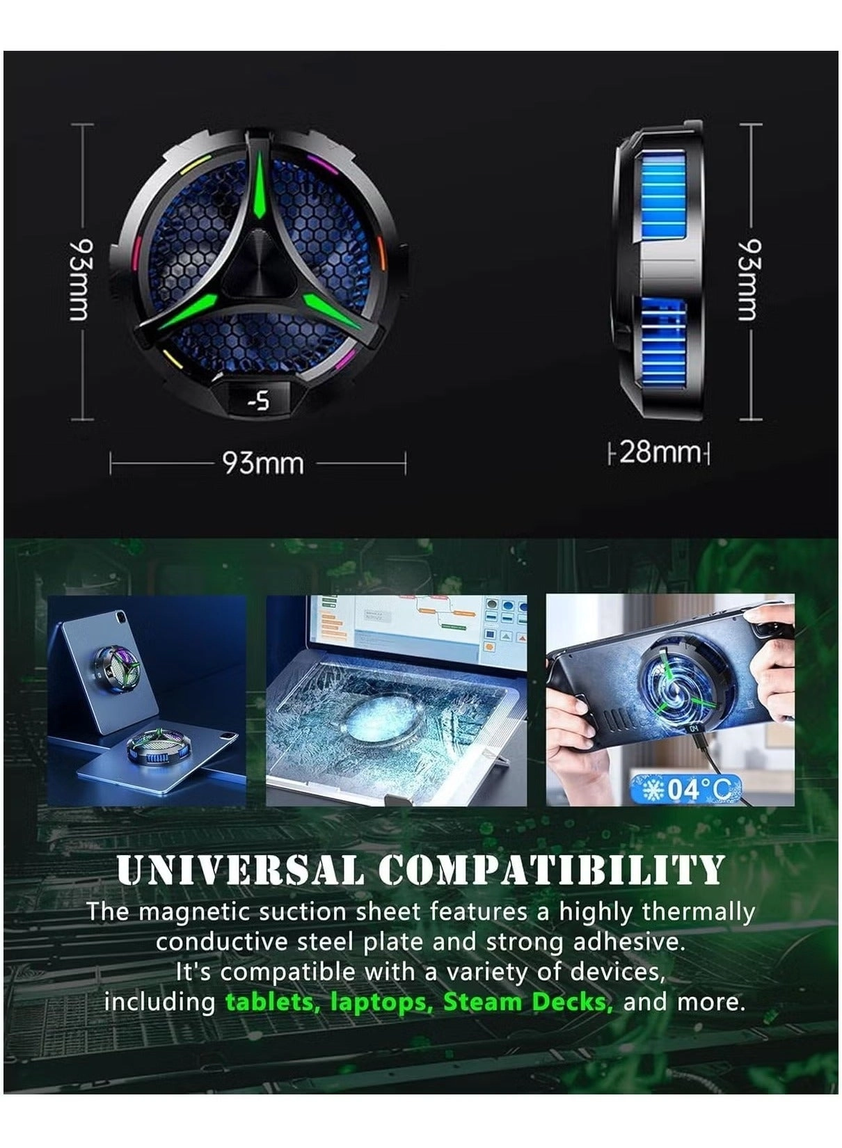 Magnetic Cooler - Temperature Display Universal Compatibility