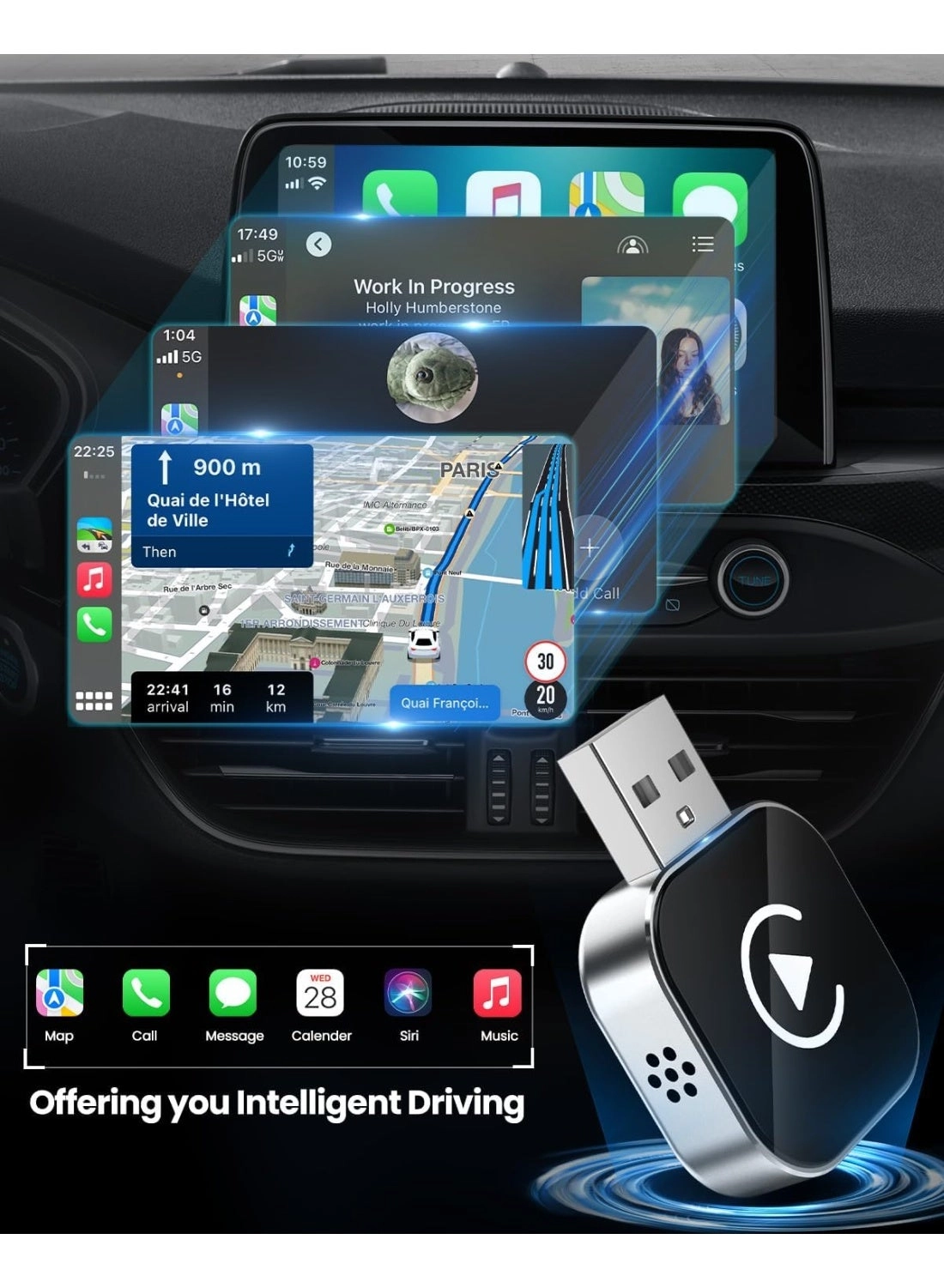 2-in-1 wireless Carplay Adapter - Android Auto Mini