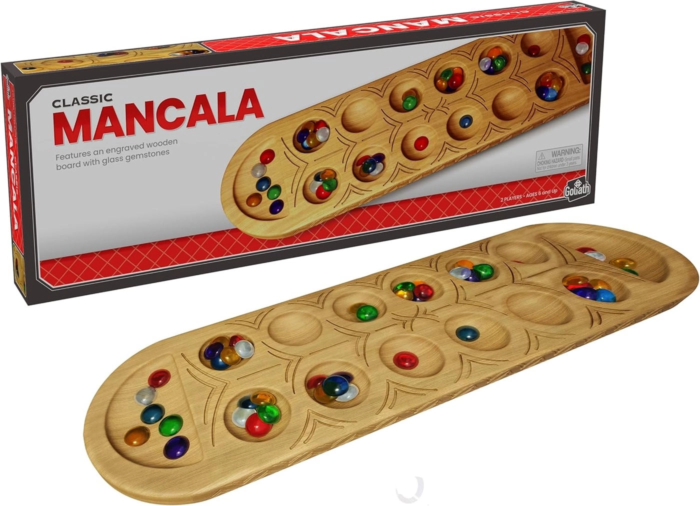 Classic Mancala - Fullsized Solid Wooden Board