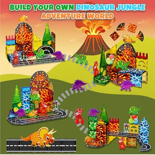Dinosaur Magnetic Tiles - 44 pcs