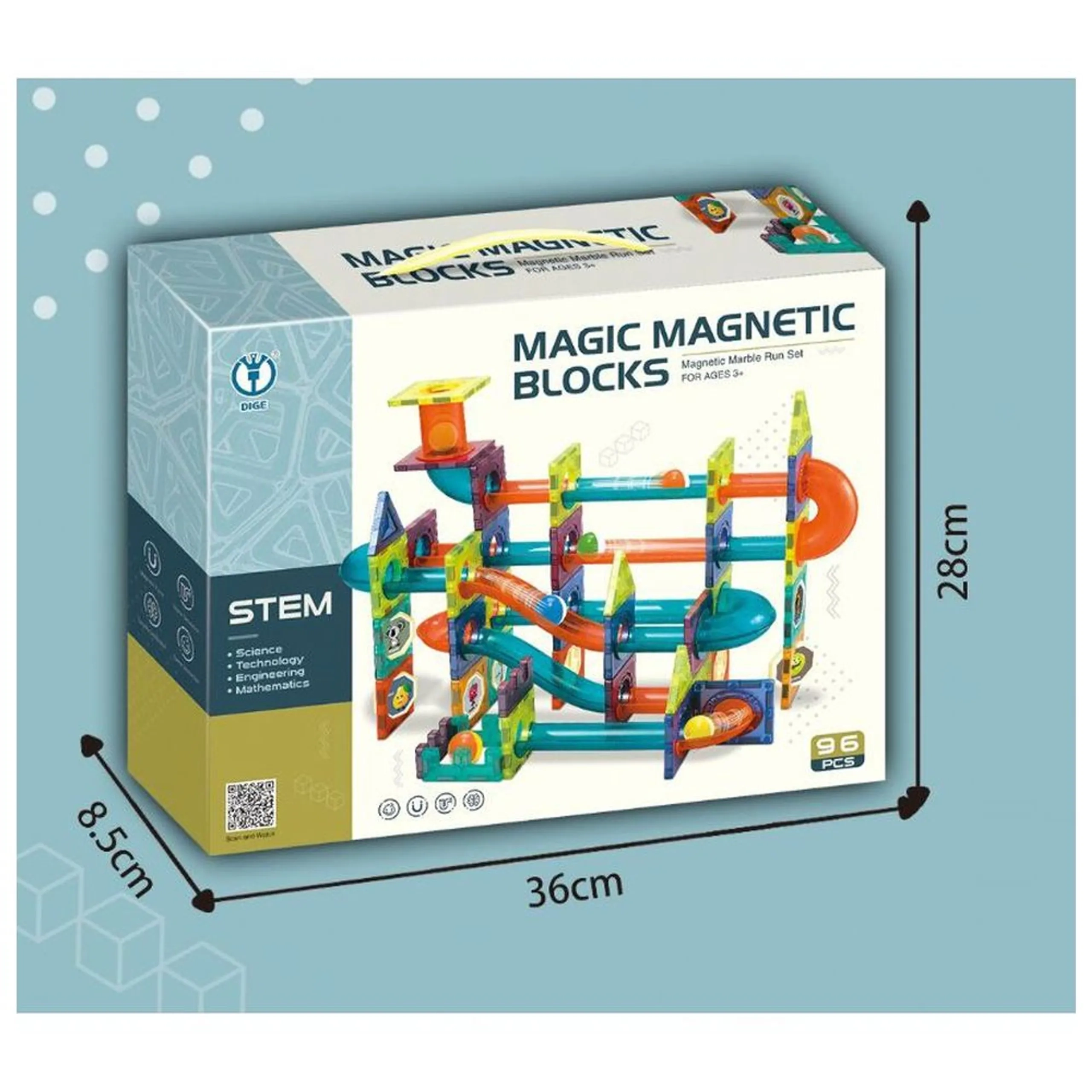 Magnetic Blocks Set - Suitable for 3 years and above 96-Piece