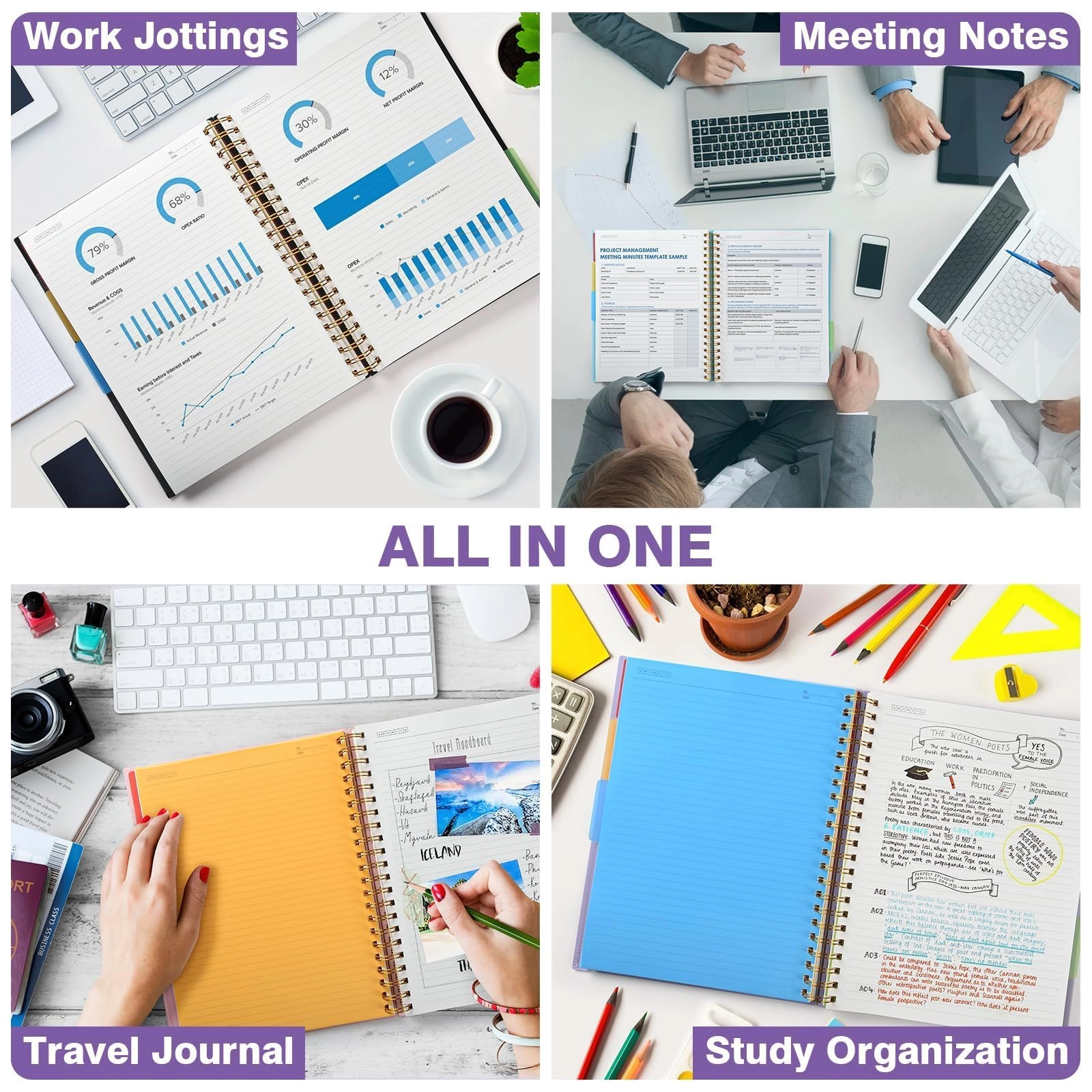 5 Subject Notebook A5 Spiral - Lined 150 Sheets