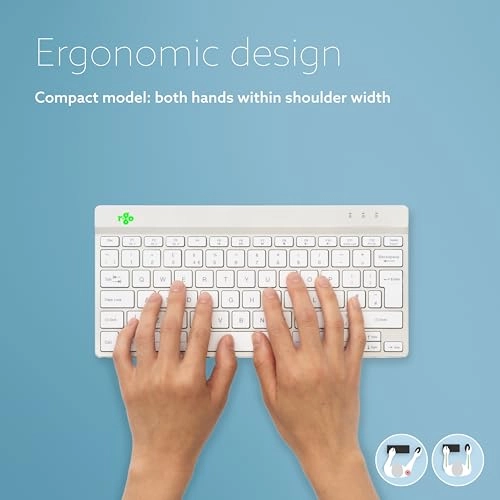 Compact Slim Ergonomic Wireless Keyboard - US Wireless