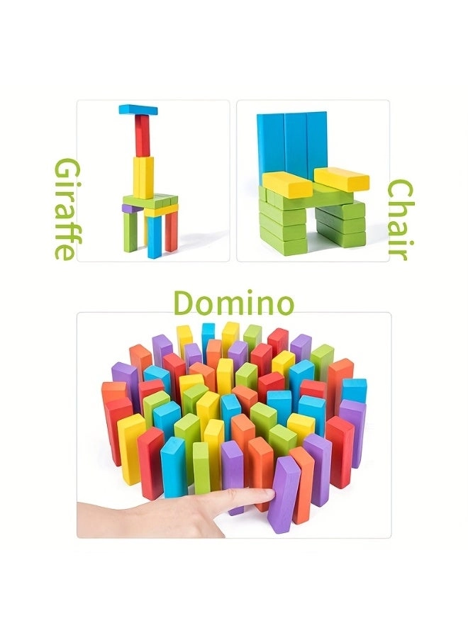 Colorful Wooden Stacking Blocks - 4 years+ 54 pieces
