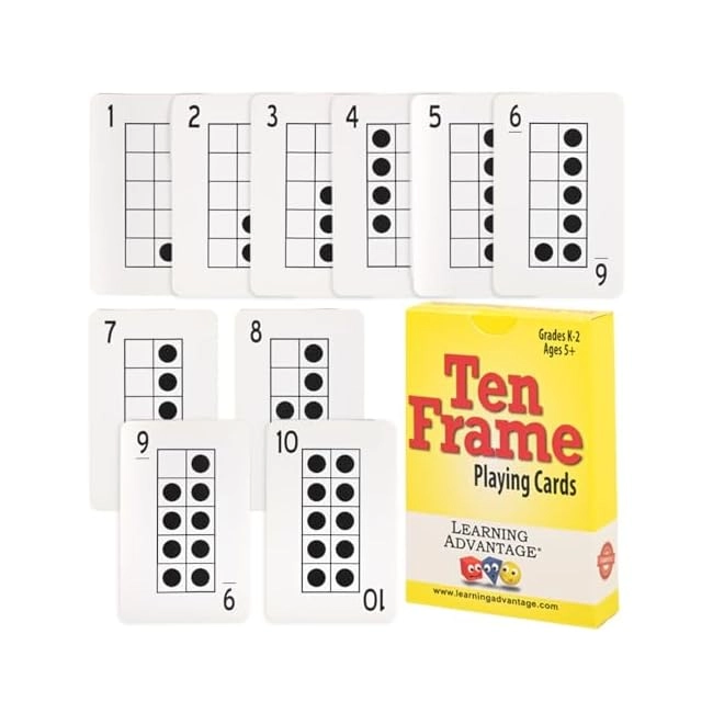 Learning Advantage 7293 Ten Frames Playing Cards - Kindergarten to 2