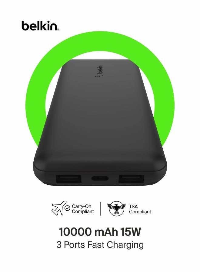 Belkin BPB011btBL - 10000 Watt-hour 15 Watt 2x USB A Ports 1x USB C