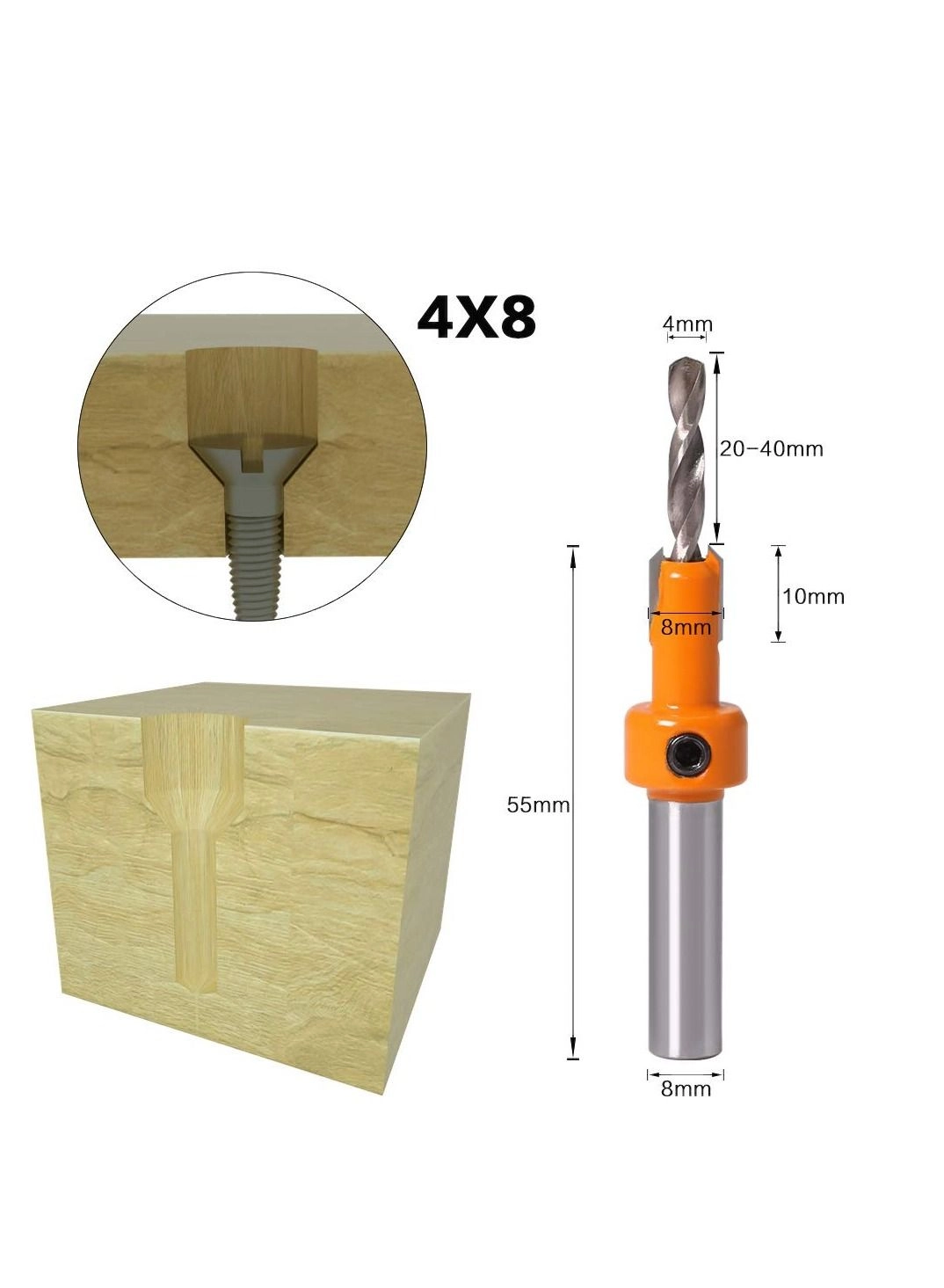 HSS Countersink Drill Bit Set - 5 Pcs 2.8mm 3mm 3.2mm 3.5mm 4mm