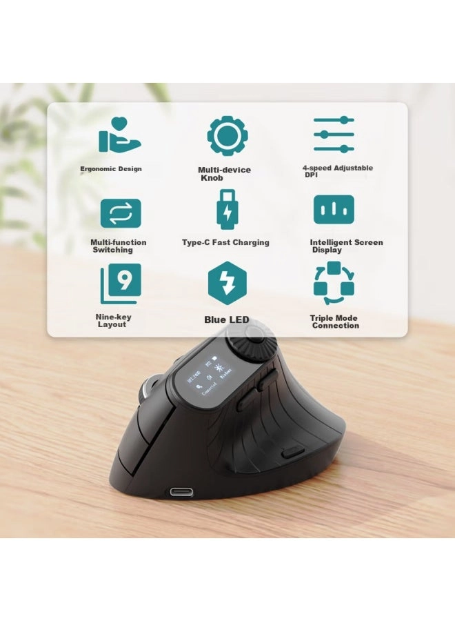 Smart Vertical Wireless Mouse - 2.4g Wireless Bluetooth 5.0 Type-c