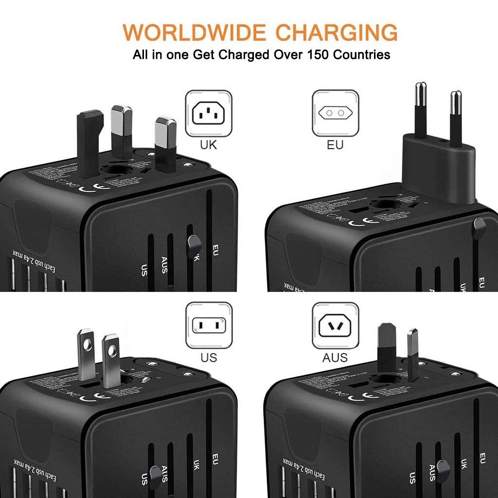 Universal Travel Adapter - 5A 3 USB ports Black